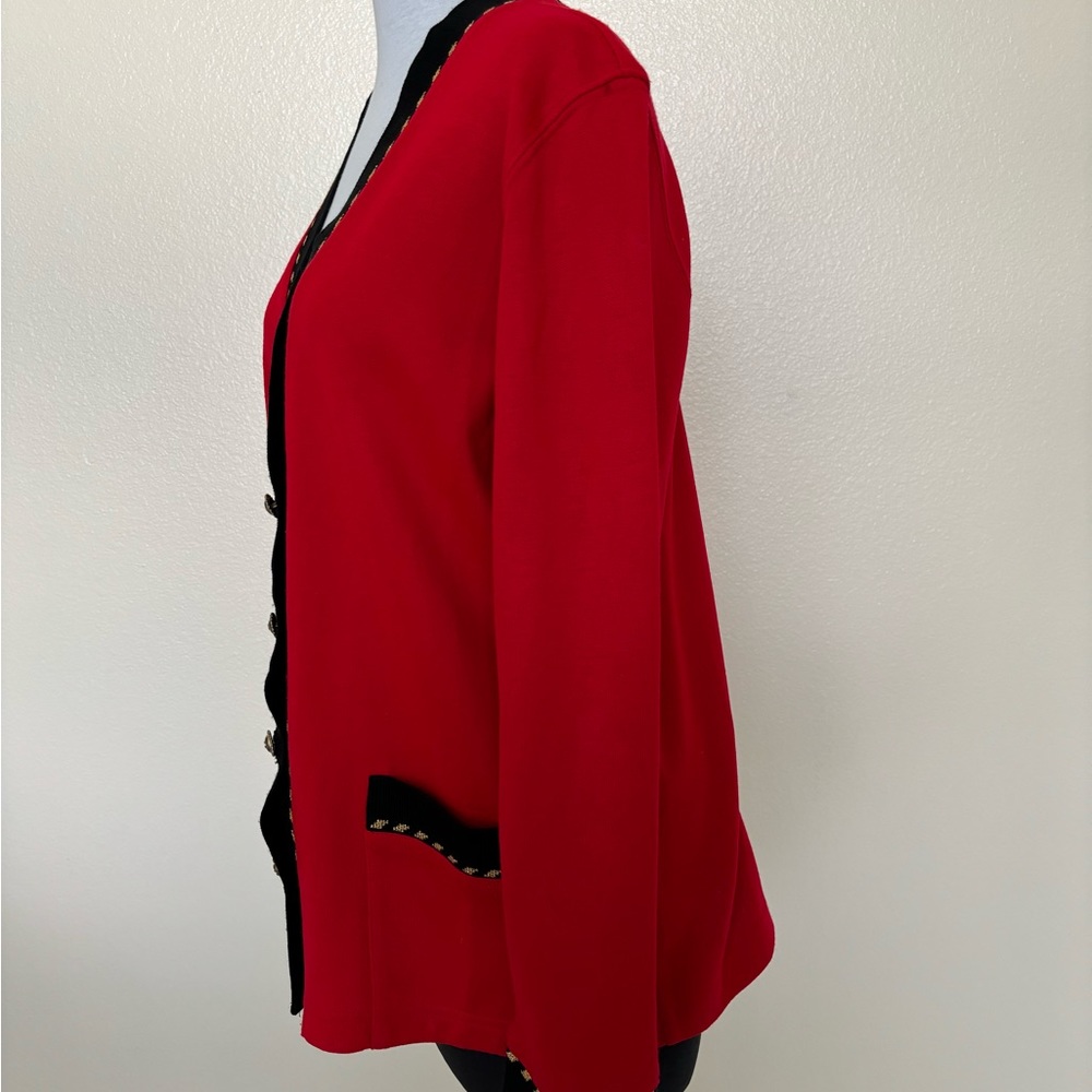 Preowned Cathy Daniels Red Button Down Cardigan M… - image 8